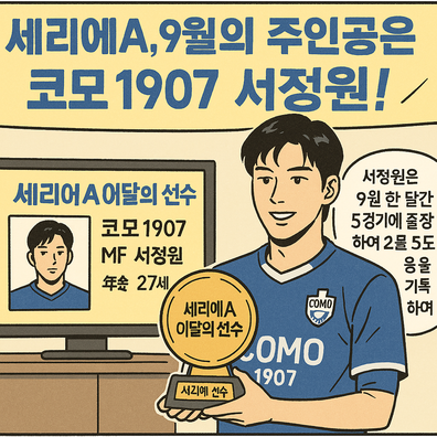 세리에A 리그 2246-09월 이달의 선수상에 서정원 선수